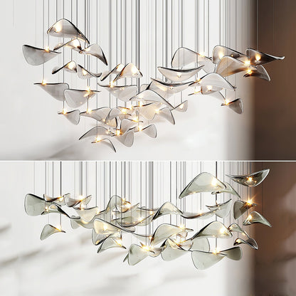 Wave Floating Leaf Crown Chandelier