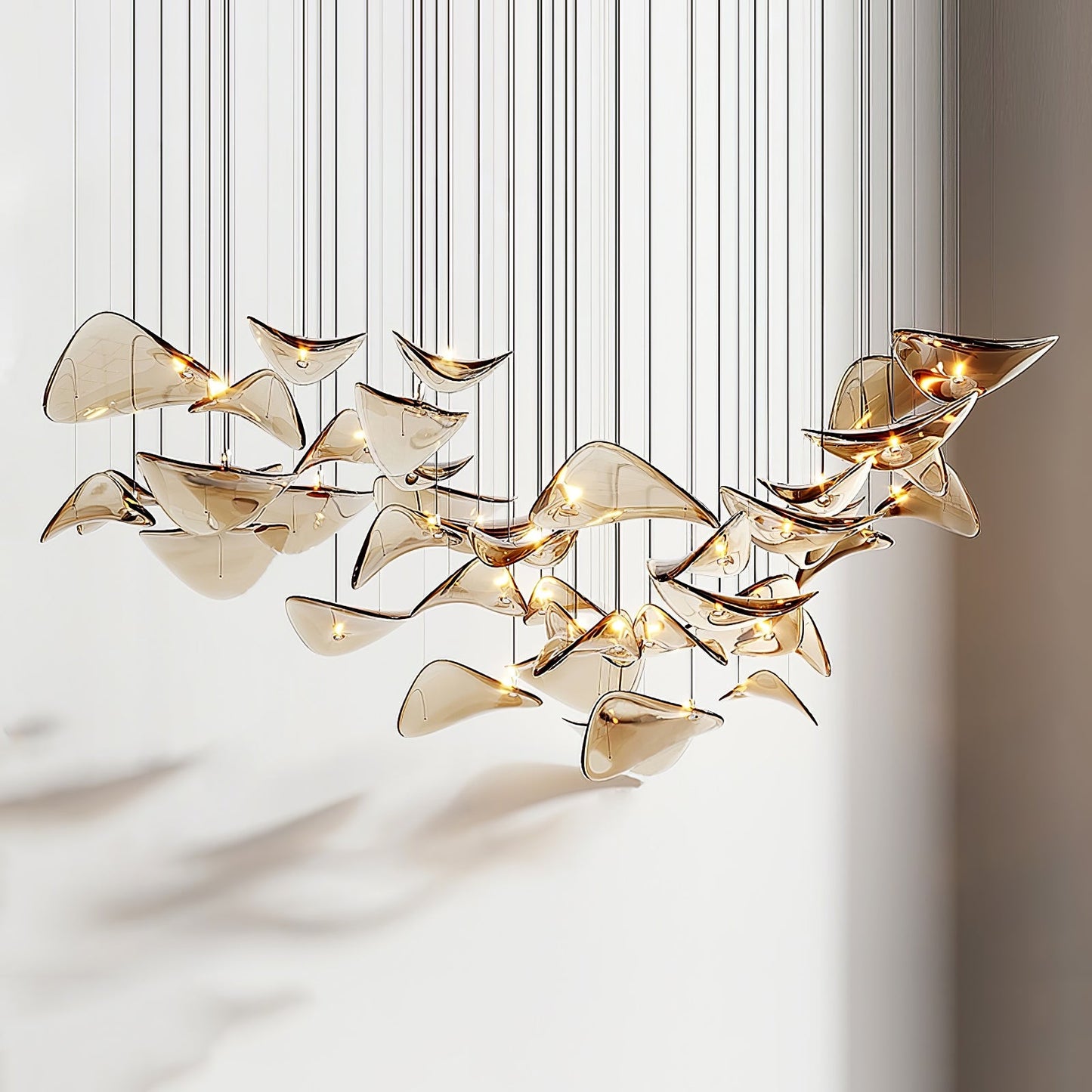 Wave Floating Leaf Crown Chandelier