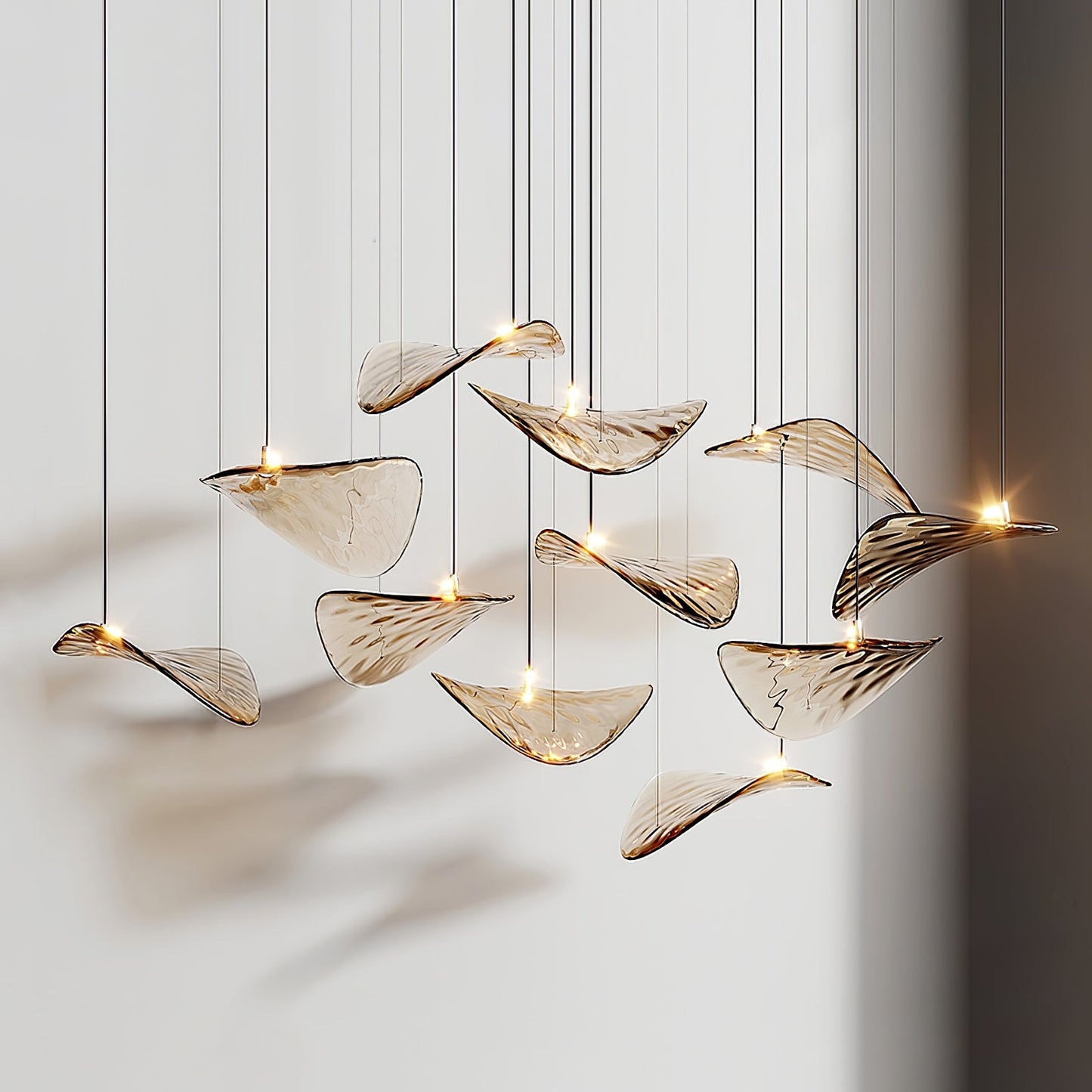 Wave Floating Leaf Crown Chandelier