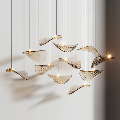 Wave Floating Leaf Crown Chandelier