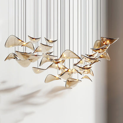 Wave Floating Leaf Crown Chandelier