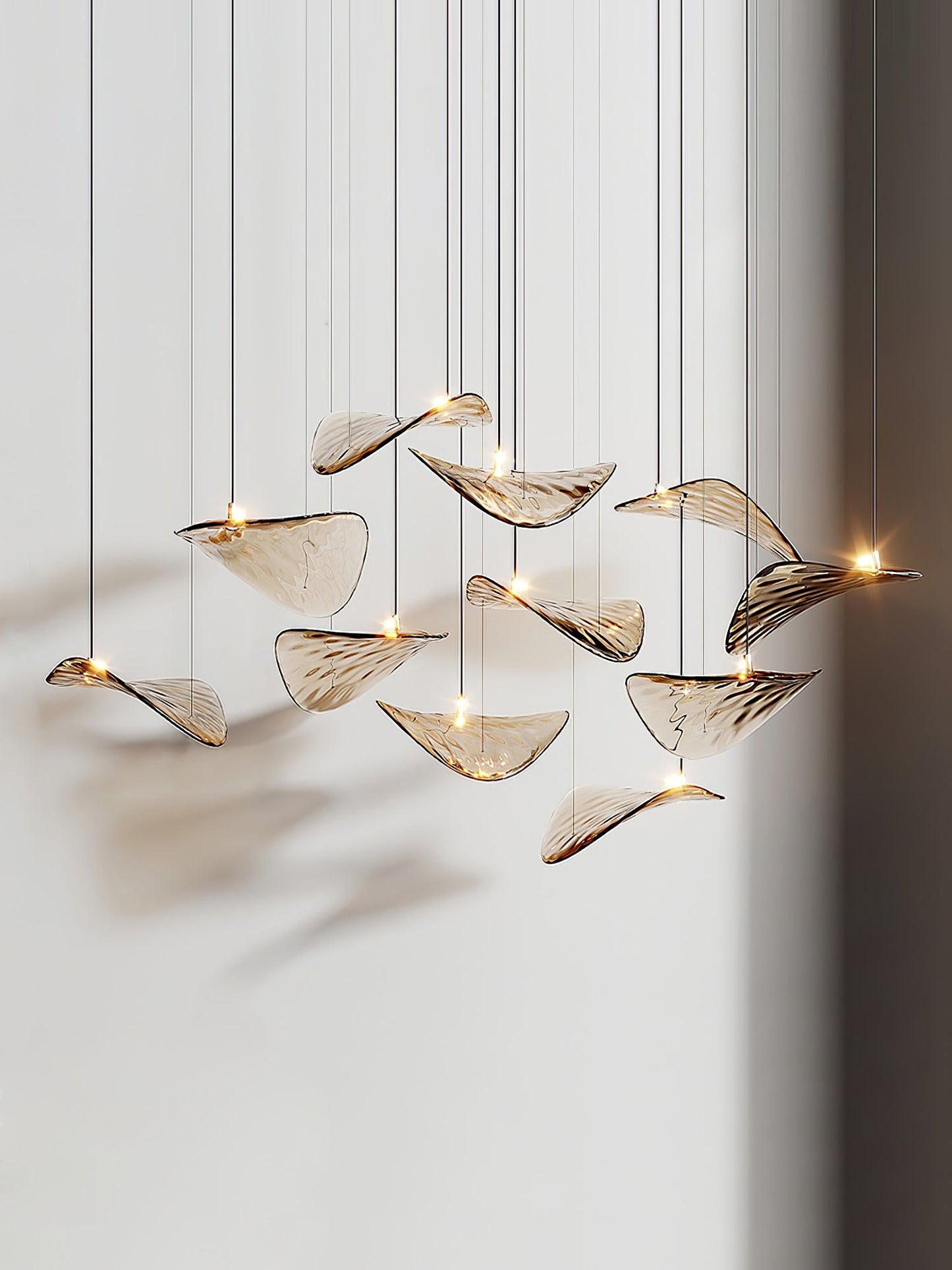 Wave Floating Leaf Crown Chandelier