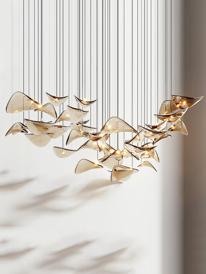 Wave Floating Leaf Crown Chandelier