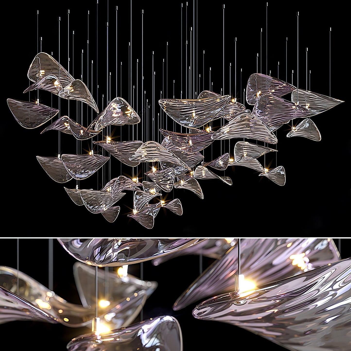 Wave Floating Leaf Crown Chandelier