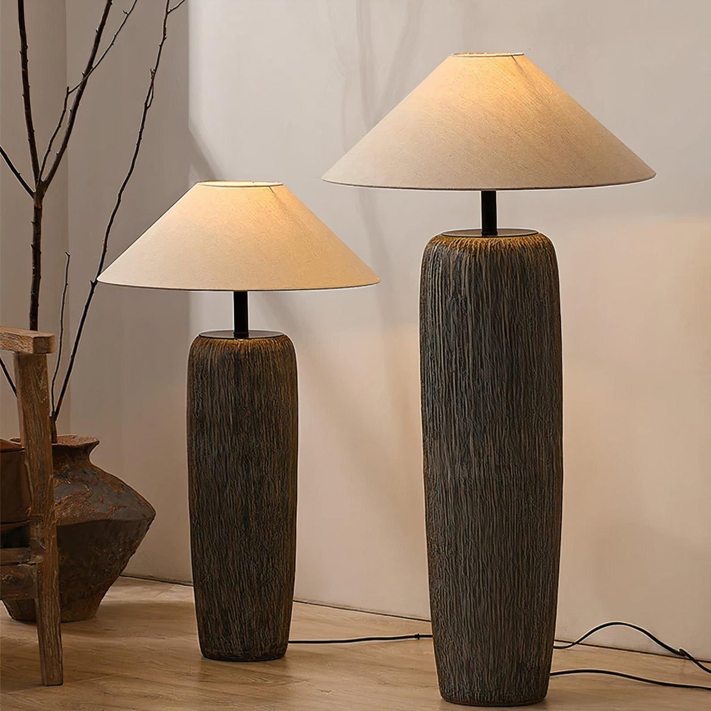 Weathered Wood Grain Torchiere Lamp Floor Lamp