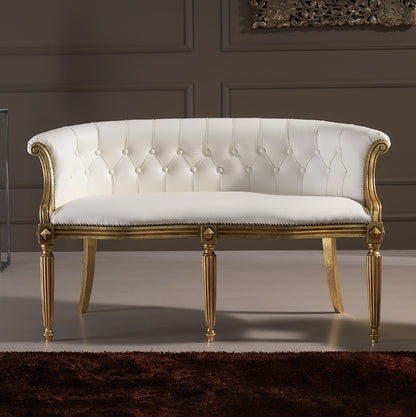 White Leather Louis XV Style Day Sofa