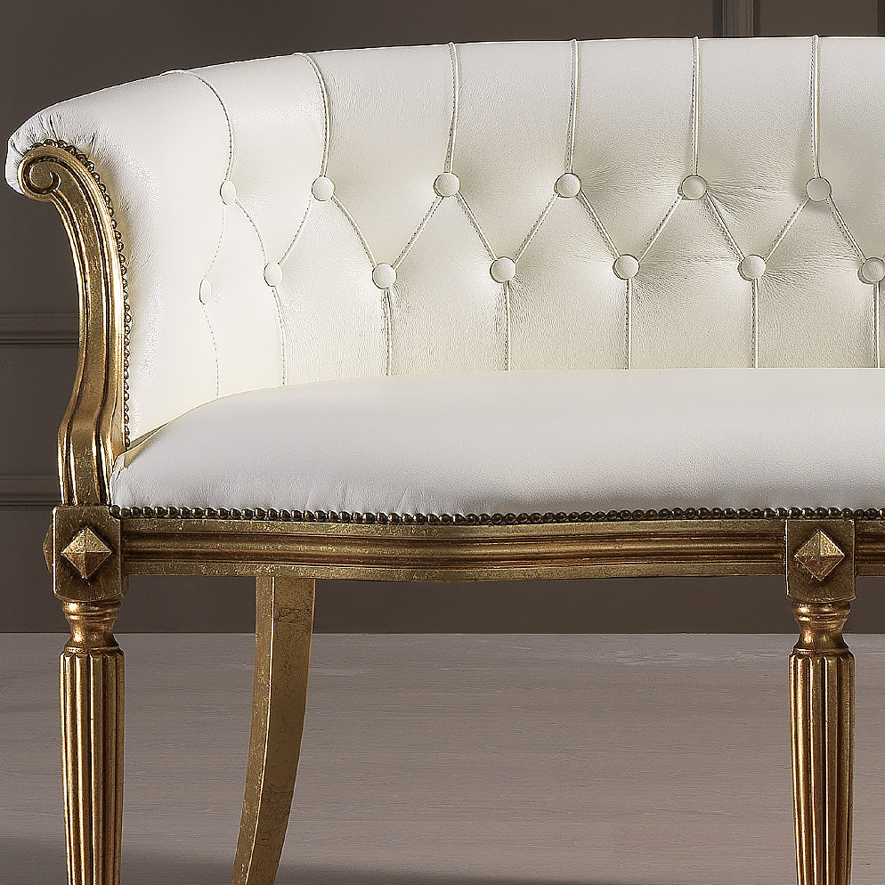 White Leather Louis XV Style Day Sofa