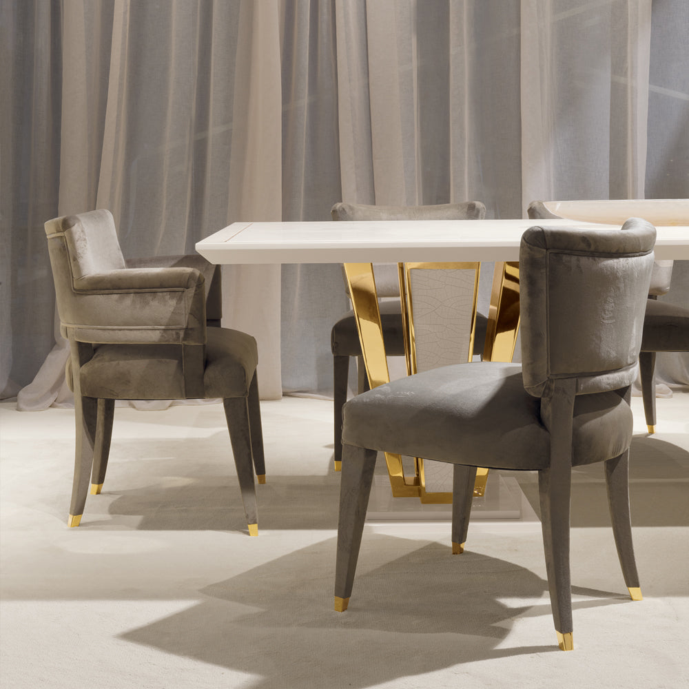 Modern Italian Luxury Mink Velvet Dining Armchair