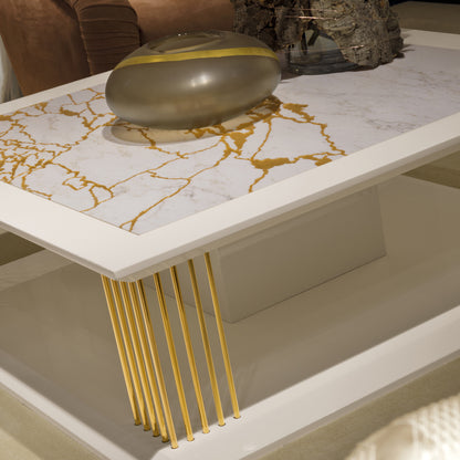 Modern Marble Gold Square Coffee Table