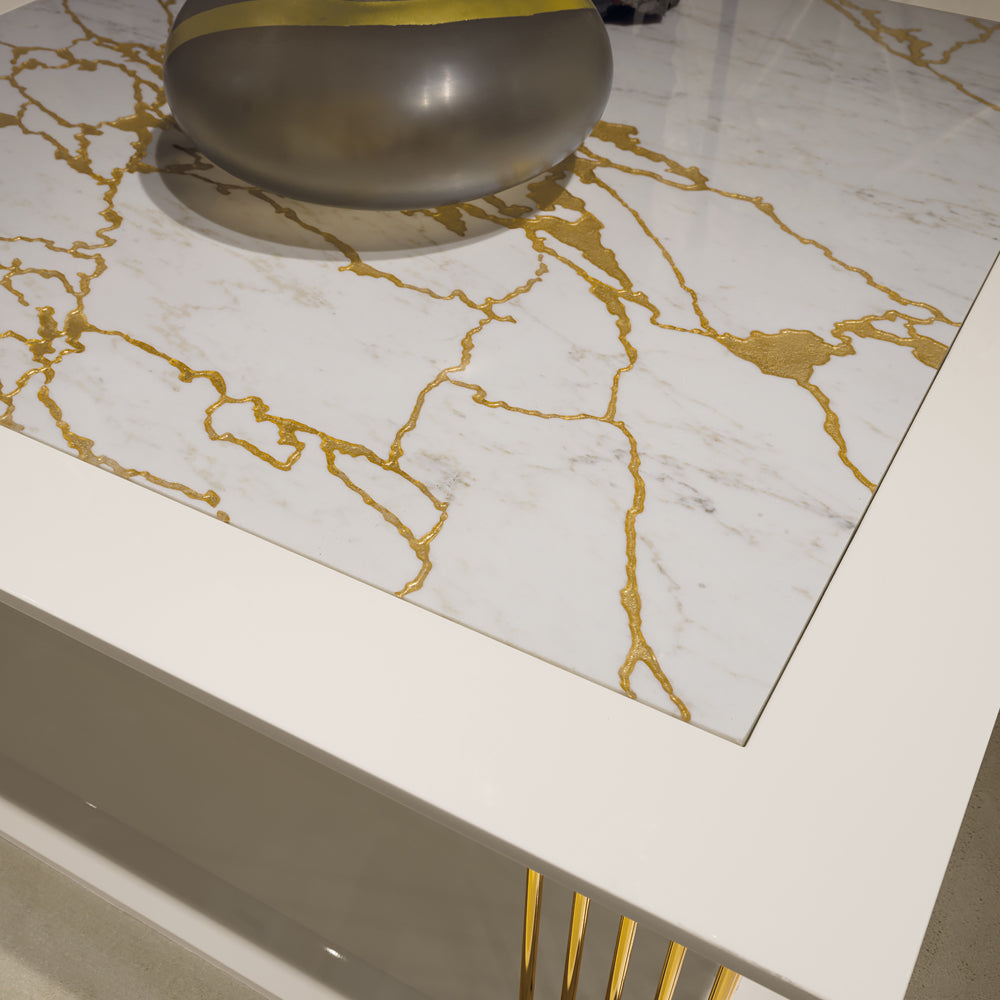 Modern Marble Gold Square Coffee Table