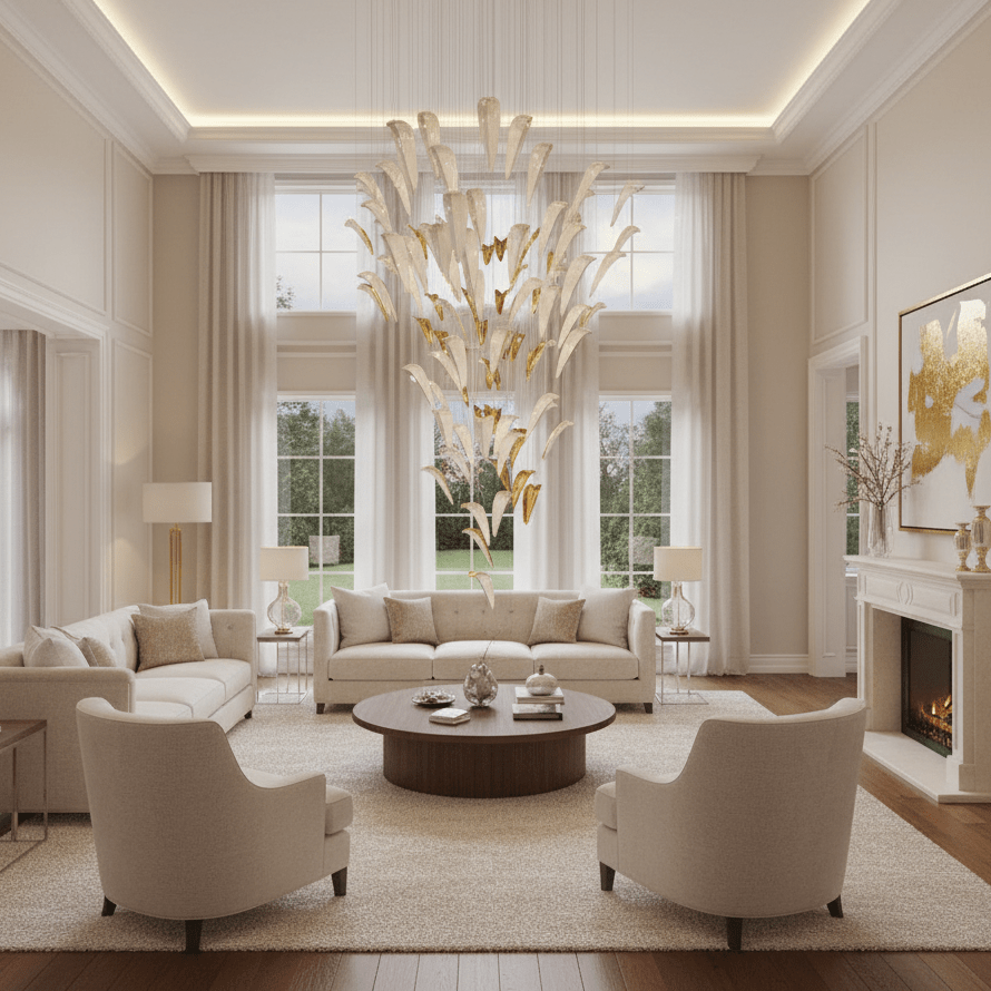 White Feather Art Deco Customize Chandelier