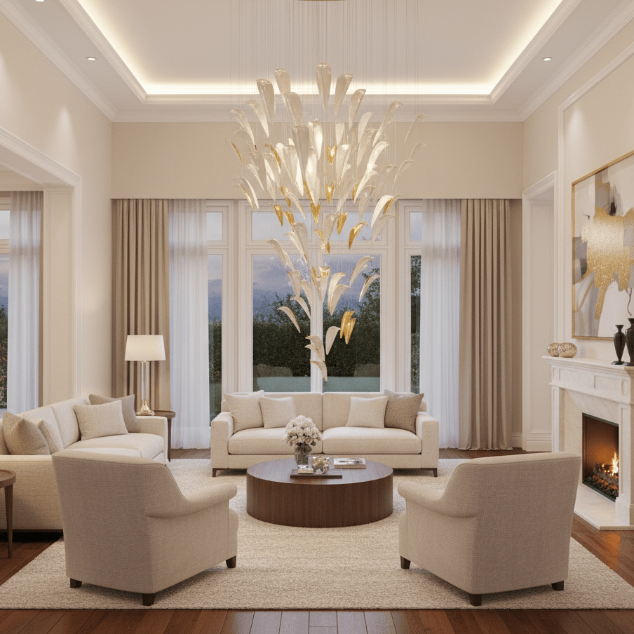 White Feather Art Deco Customize Chandelier