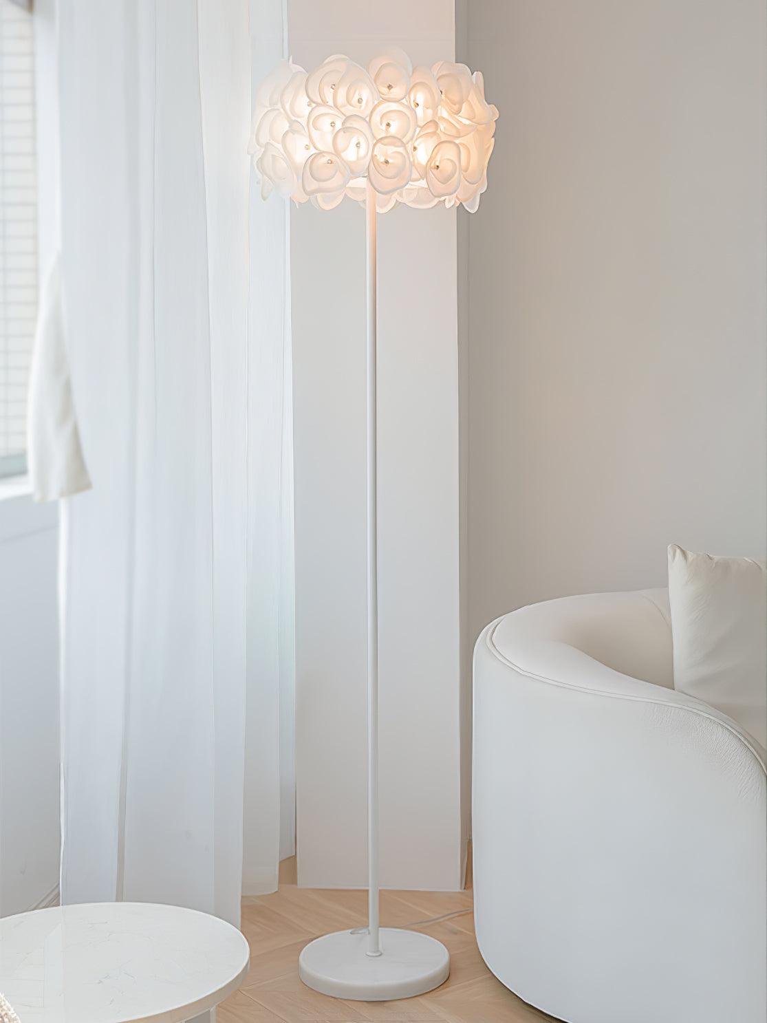 White Hydrangea Accent Lamp Floor Lamp