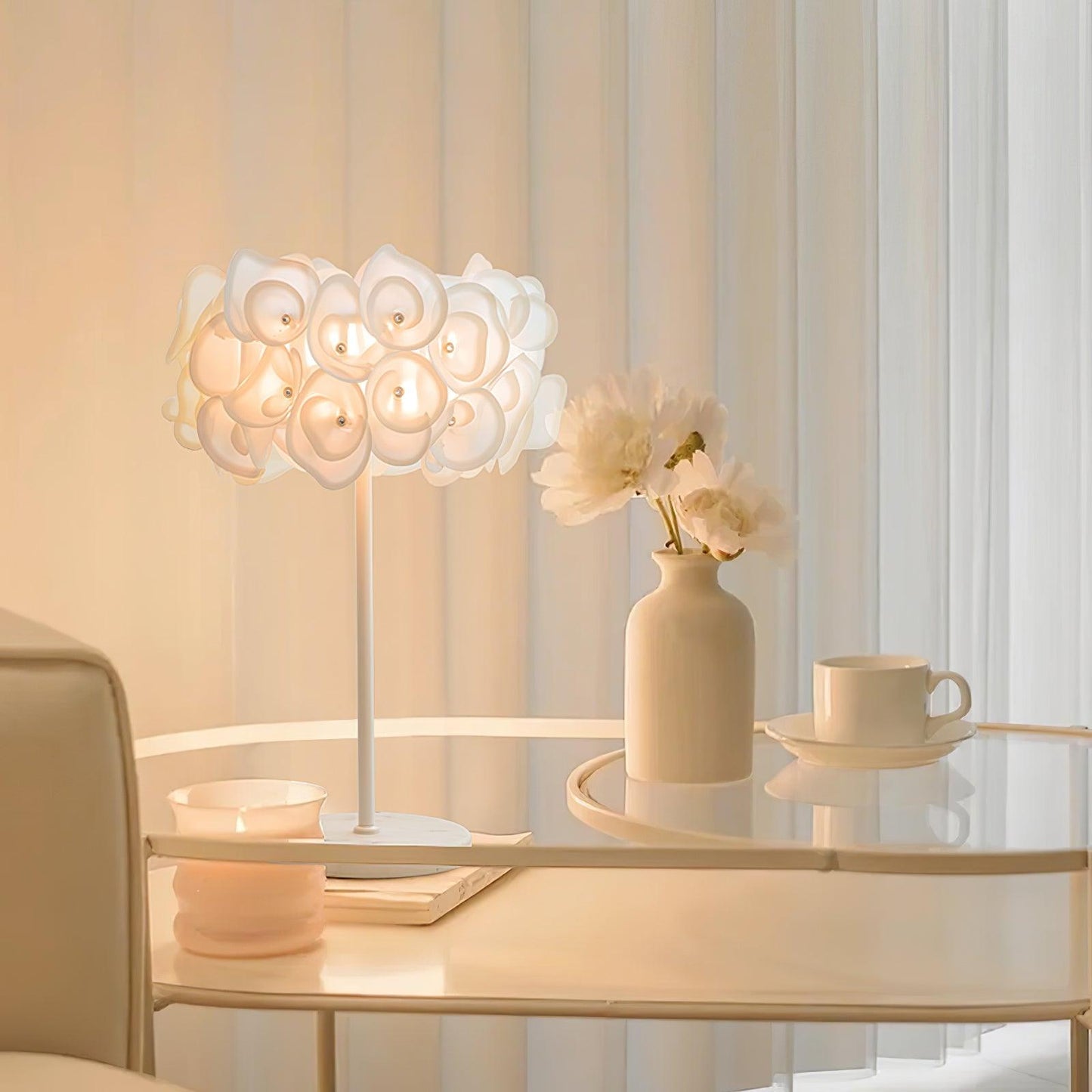 White Hydrangea Portable lamp Table Lamp