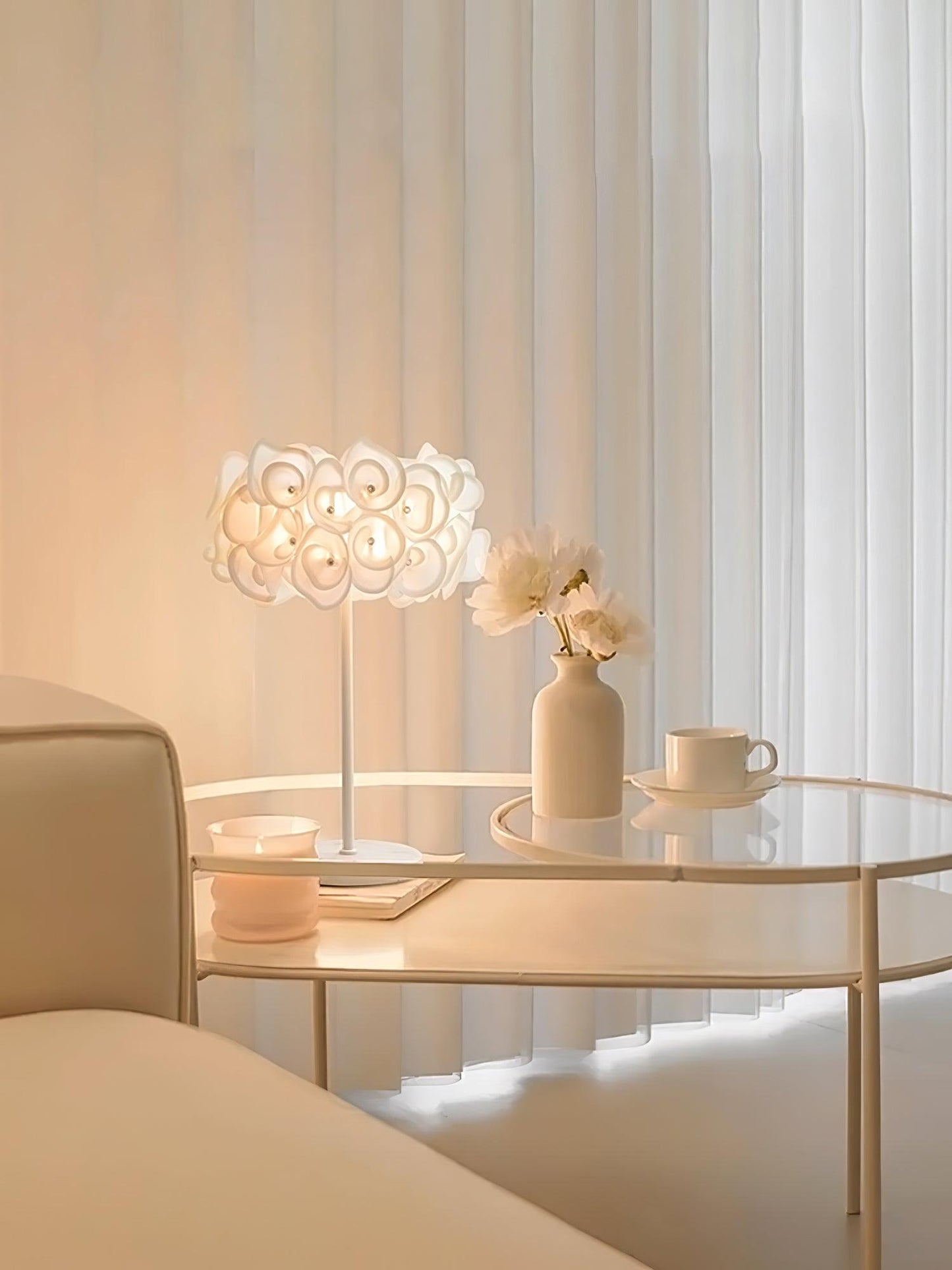 White Hydrangea Portable lamp Table Lamp