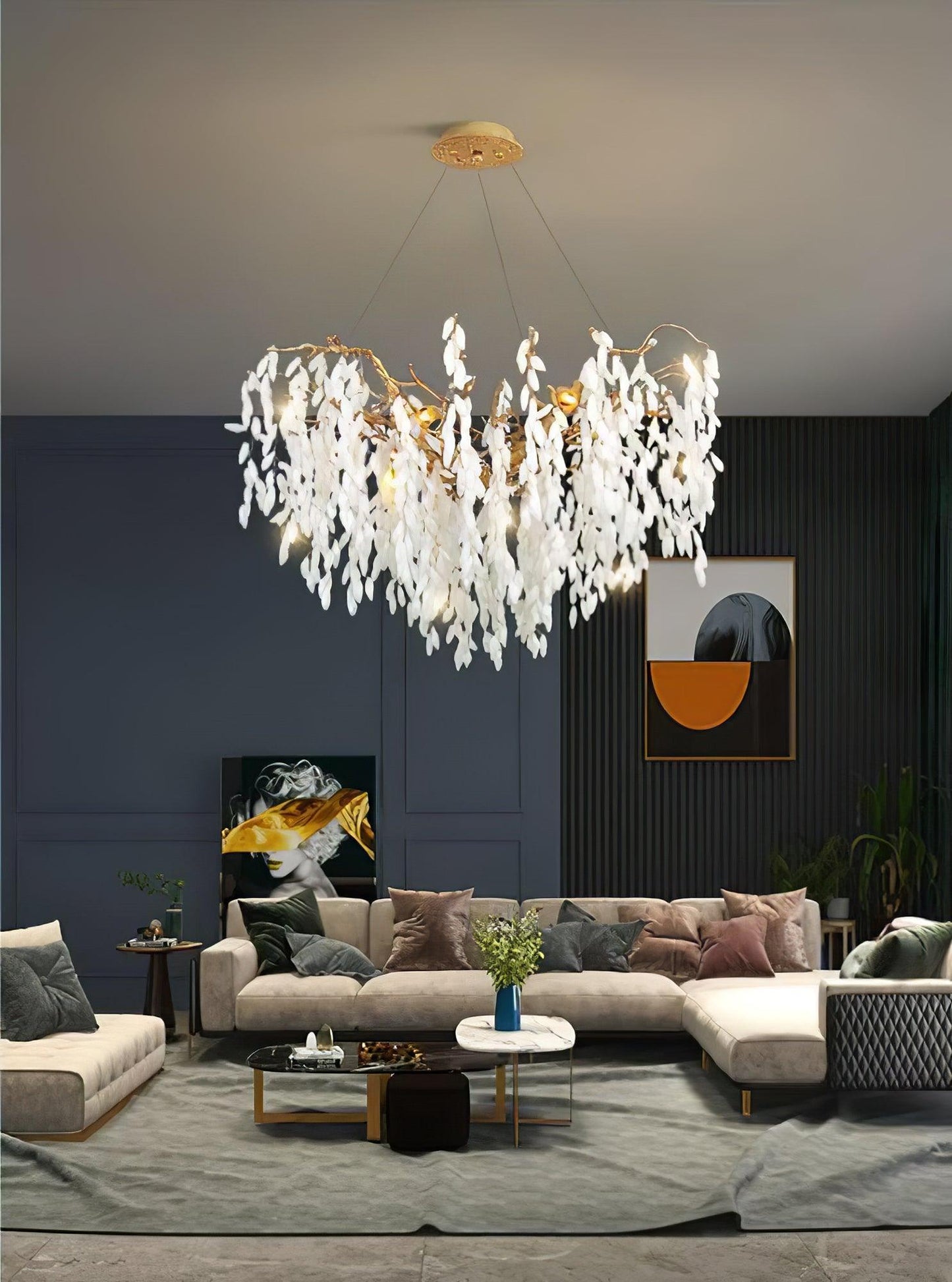 White Jade Branch Brass Electrolier Chandelier