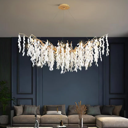 White Jade Branch Brass Electrolier Chandelier