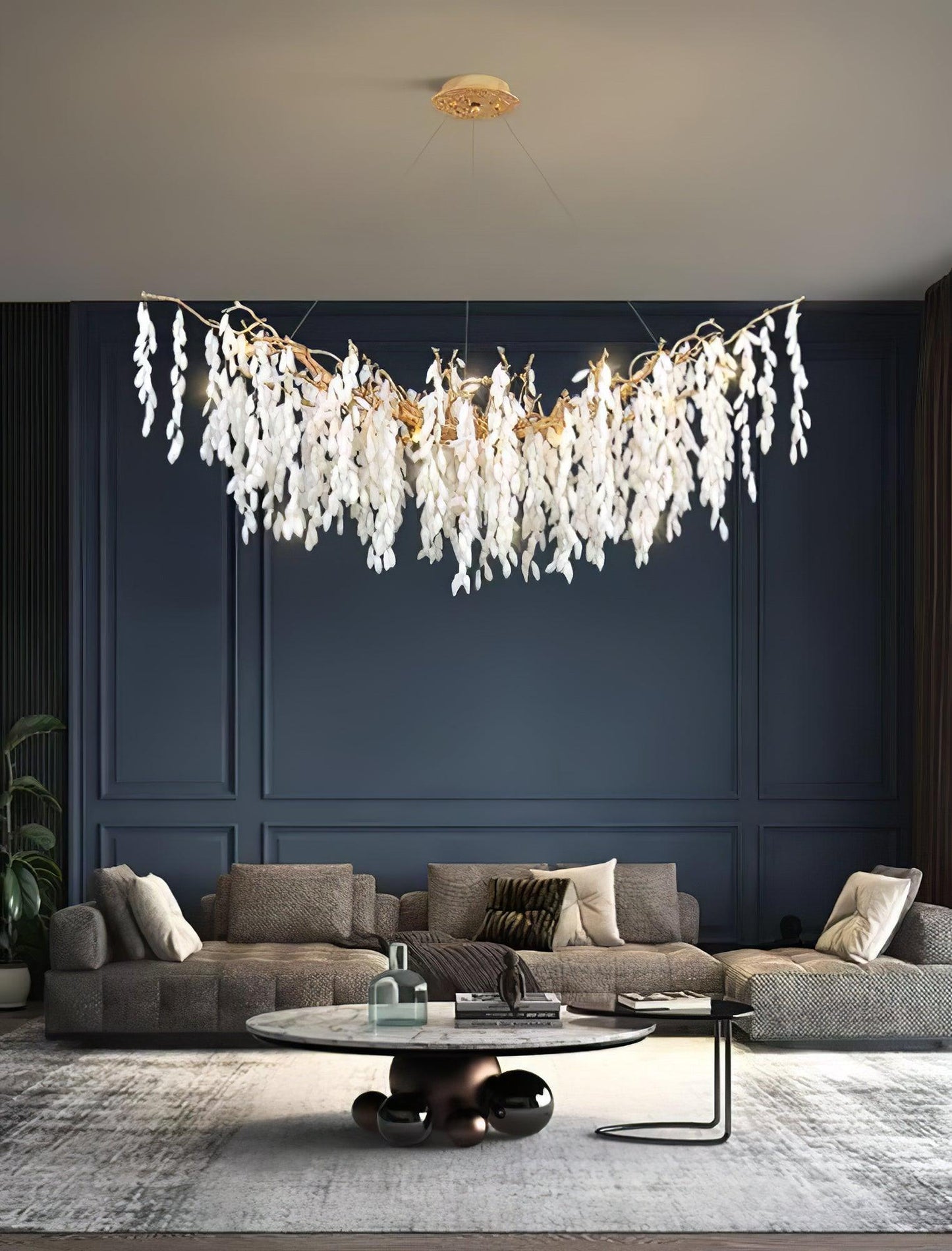 White Jade Branch Brass Electrolier Chandelier