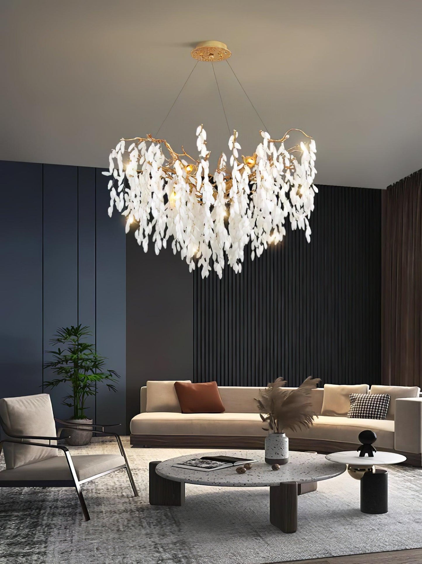 White Jade Branch Brass Electrolier Chandelier