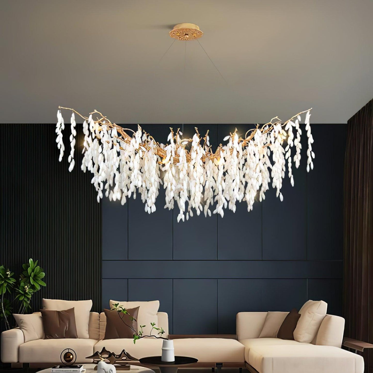 White Jade Branch Brass Electrolier Chandelier