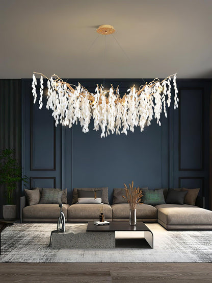 White Jade Branch Brass Electrolier Chandelier