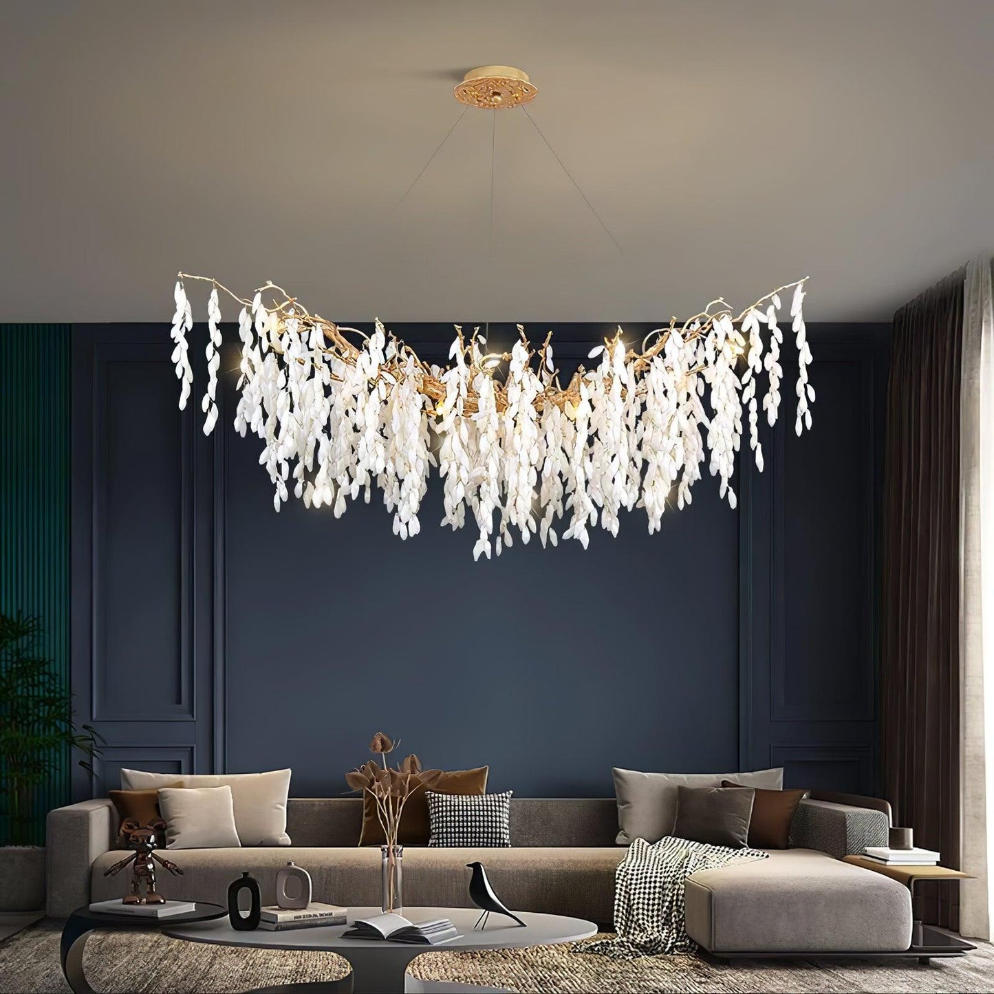 White Jade Branch Brass Electrolier Chandelier