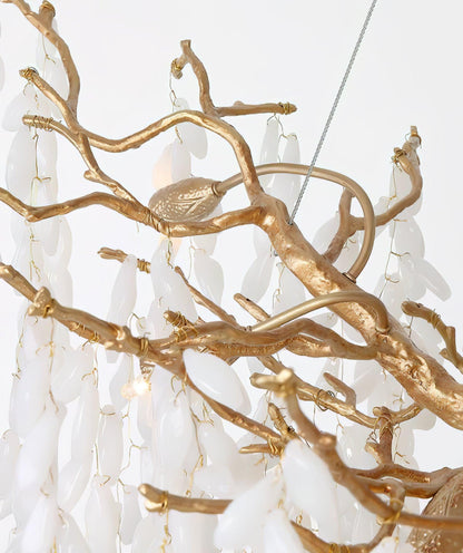 White Jade Branch Brass Electrolier Chandelier