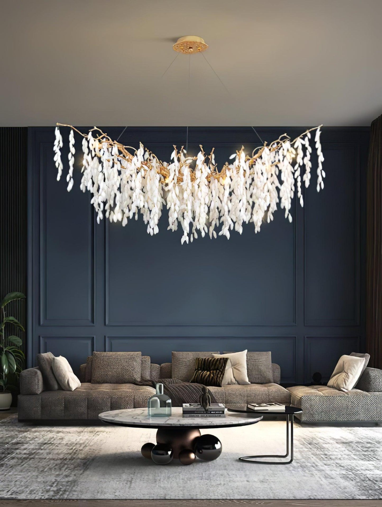 White Jade Branch Brass Electrolier Chandelier