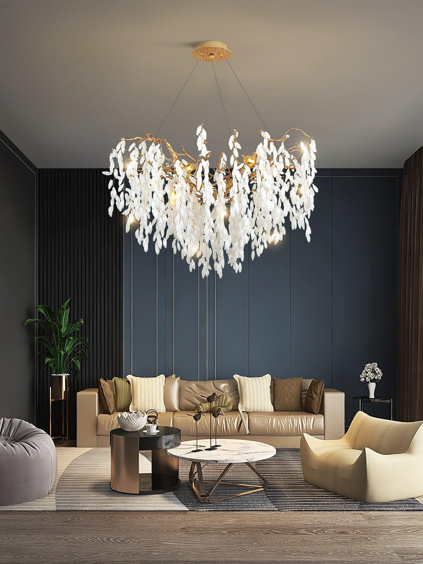 White Jade Branch Brass Electrolier Chandelier