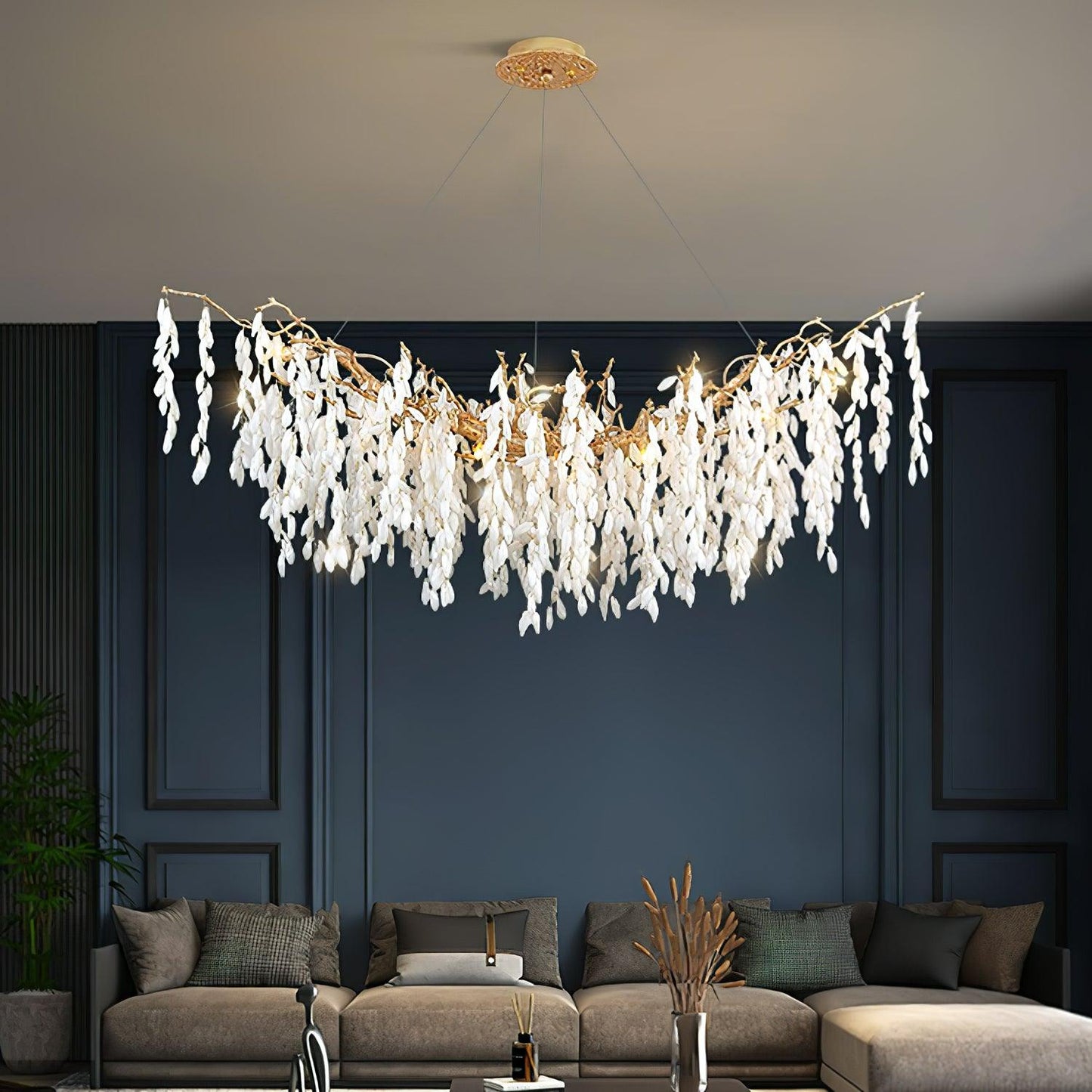 White Jade Branch Brass Electrolier Chandelier