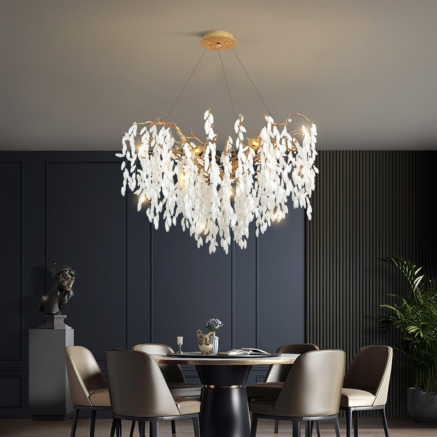 White Jade Branch Brass Electrolier Chandelier