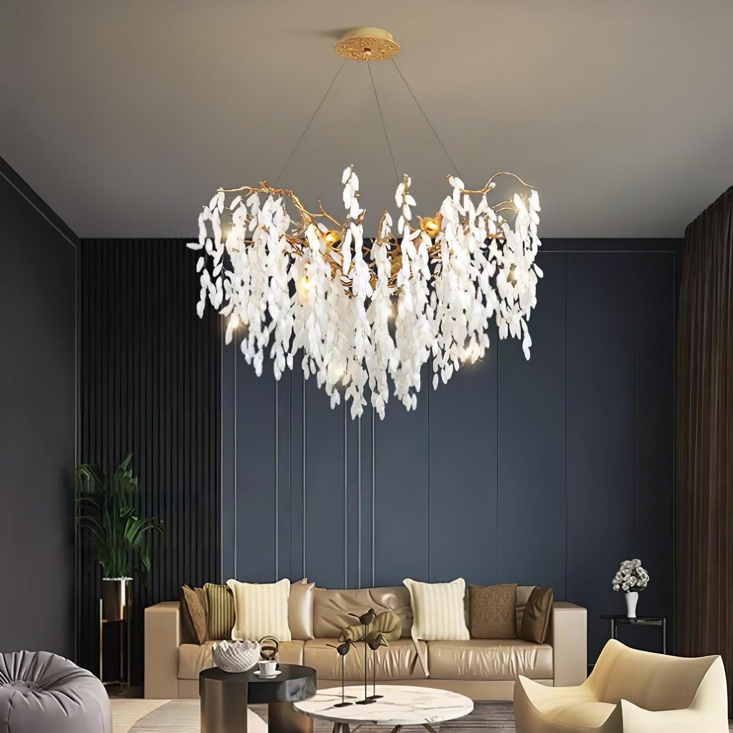 White Jade Branch Brass Electrolier Chandelier