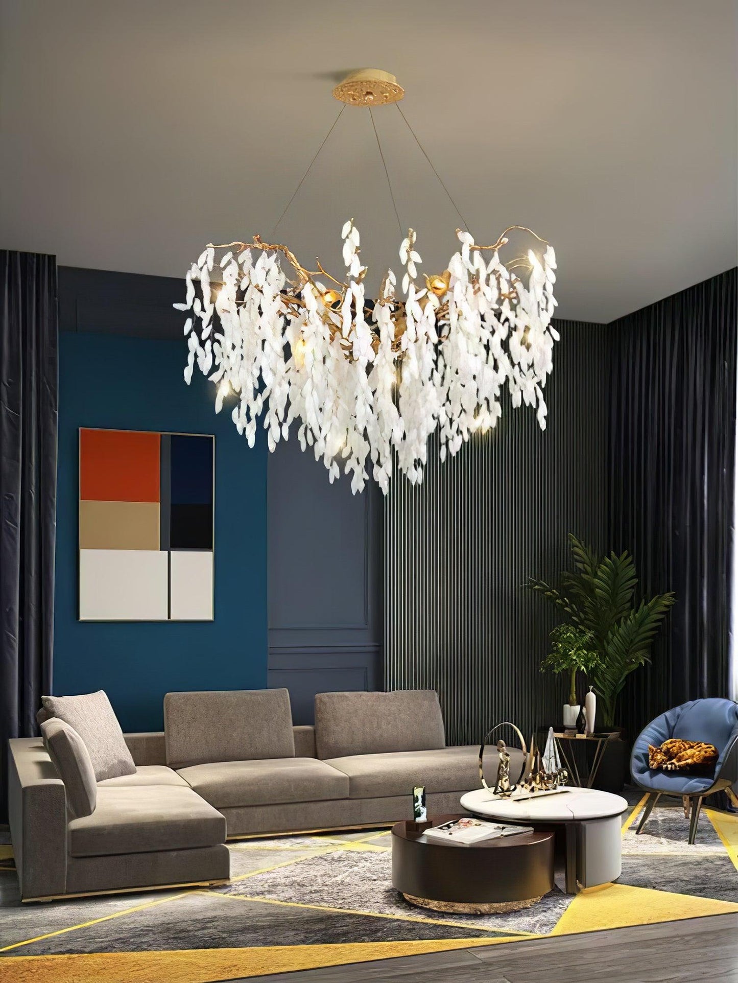 White Jade Branch Brass Electrolier Chandelier