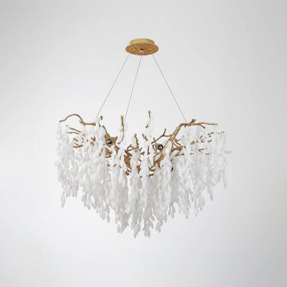 White Jade Branch Brass Electrolier Chandelier