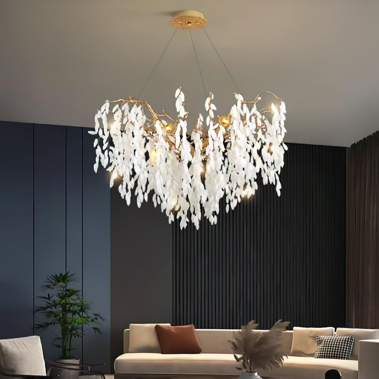 White Jade Branch Brass Electrolier Chandelier