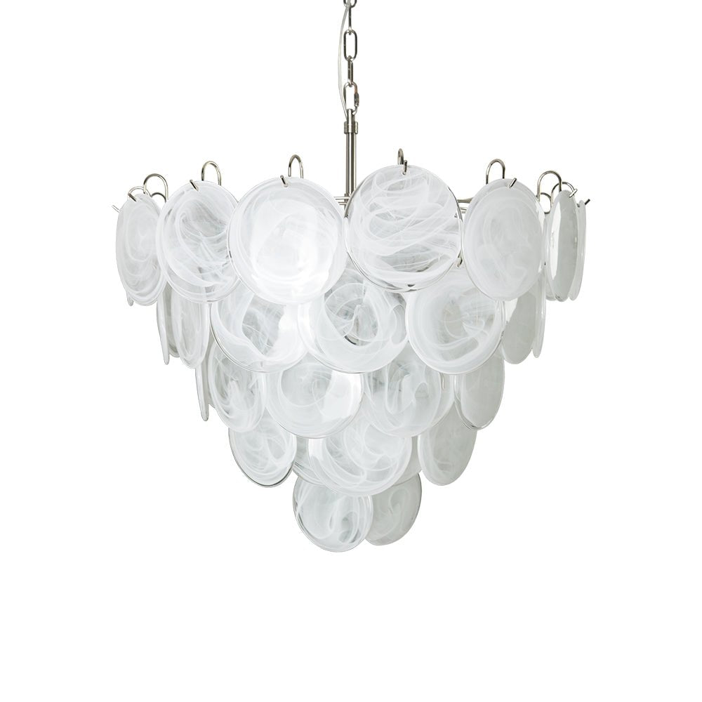 White Murano Disc Gasolier Chandelier