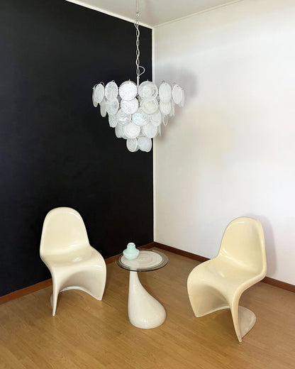 White Murano Disc Gasolier Chandelier