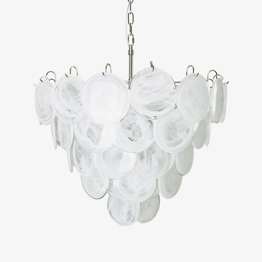 White Murano Disc Gasolier Chandelier