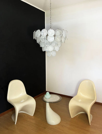 White Murano Disc Gasolier Chandelier