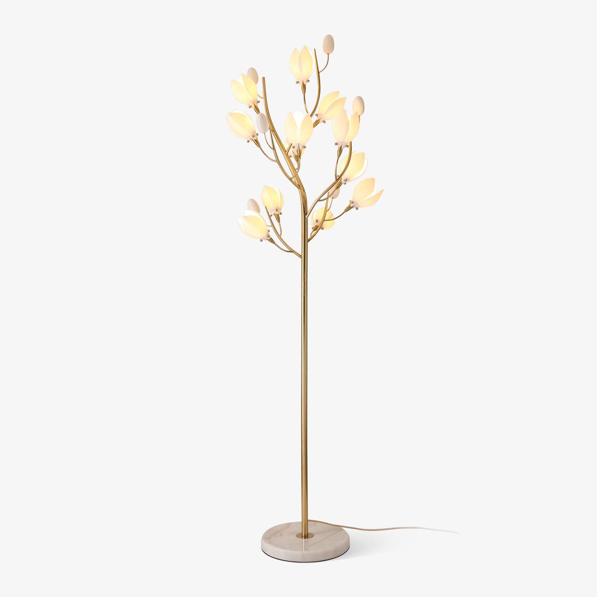 Porcelain Magnolia Torchiere Lamp Floor Lamp