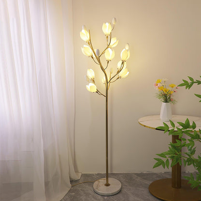 Porcelain Magnolia Torchiere Lamp Floor Lamp