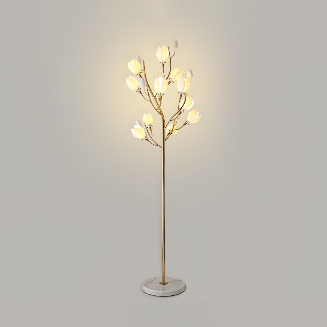 Porcelain Magnolia Torchiere Lamp Floor Lamp