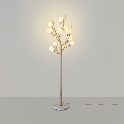 Porcelain Magnolia Torchiere Lamp Floor Lamp