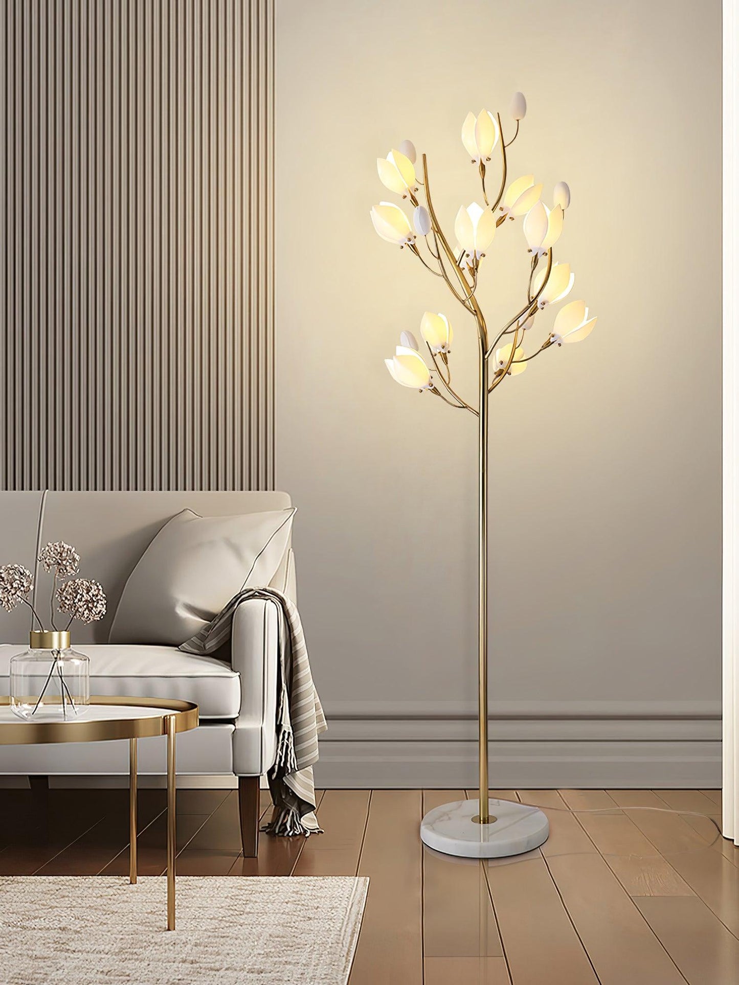 Porcelain Magnolia Torchiere Lamp Floor Lamp