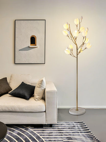 Porcelain Magnolia Torchiere Lamp Floor Lamp
