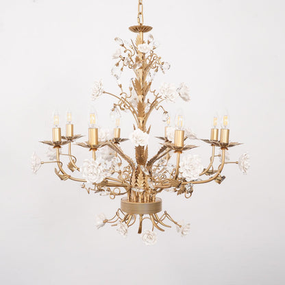 White Rose Crystal Crown Chandelier