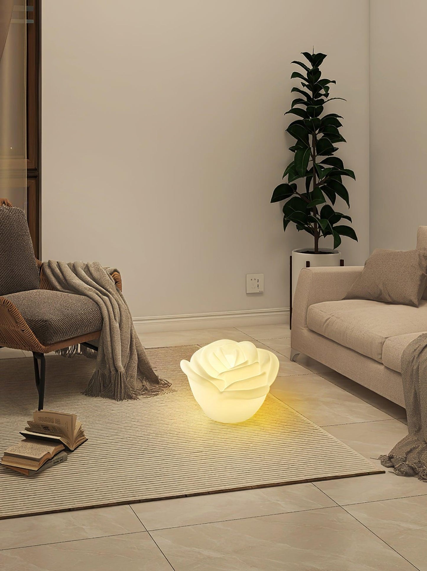 White Rose Shaped LED Desk lamp Table Lamp