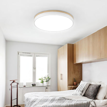 White Round Wooden Flush mount light Ceiling Lamp