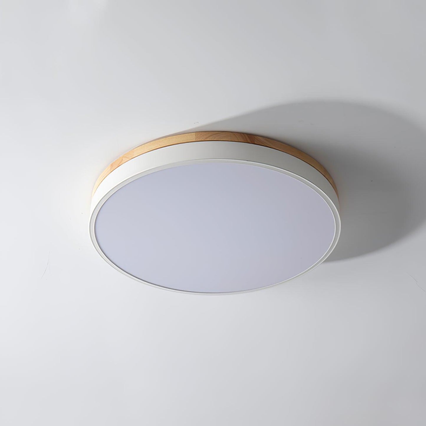 White Round Wooden Flush mount light Ceiling Lamp