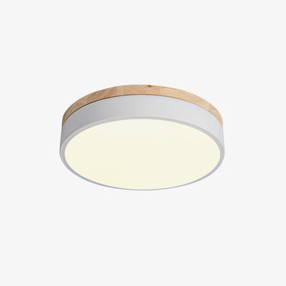 White Round Wooden Flush mount light Ceiling Lamp